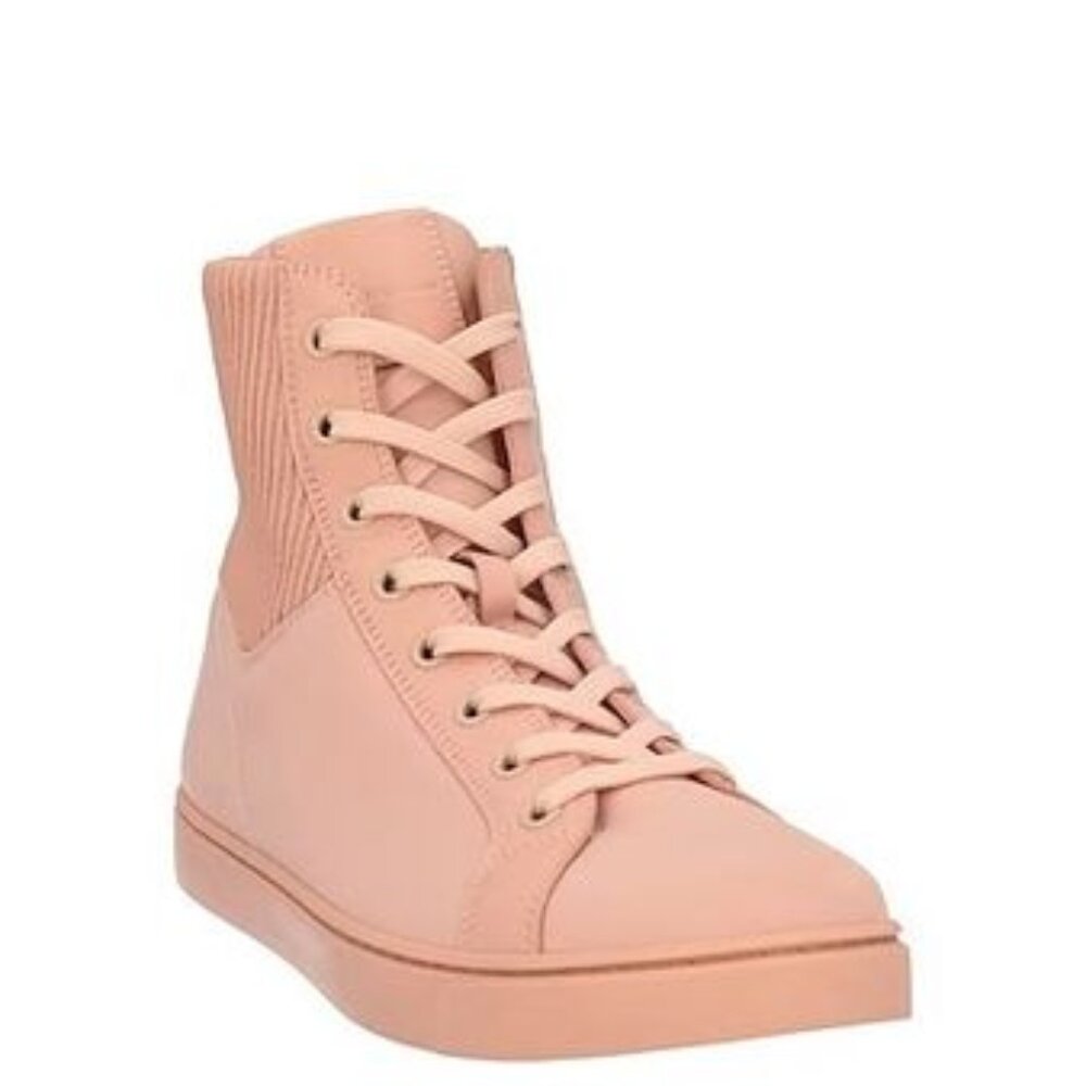 Gianvito Rossi  High-Top Rib Knit Leather Sneakers